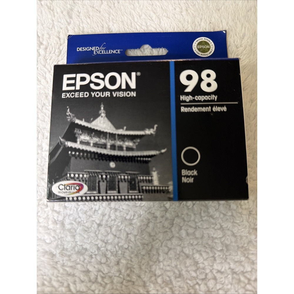 Epson 98 High Capacity Black Printer Ink Cartridge New Genuine Exp 10/2014 NIB